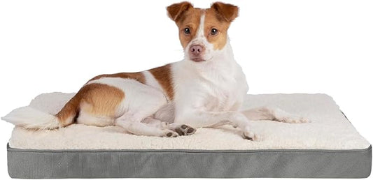 Best Pet Supplies Orthopedic Dog Bed with Memory Foam, Washable Dog Crate Mat for Small, Medium & Large Dogs, Thick Mattress for Crates, Kennels or Floor, Waterproof Pet Bed - Gray, 24 x 16 x 3 by BestPetSuppliesLLC