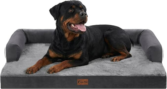 Orthopedic Dog Bed for Extra Large Dogs, 48x30in, Dark Grey | Orthopedic Foam Relieves Joint Pressure, Bolsters Supports Head And Neck, Washable Cover, Non-Slip Bottom by CasaPaw
