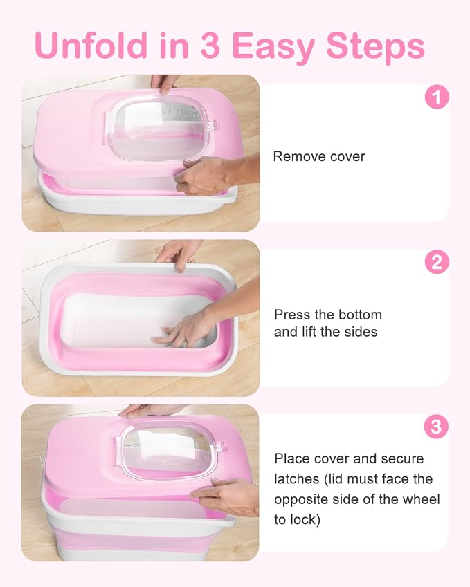 10-13 Lbs Airtight Dog Food Storage Container,Collapsible Pet Food Storage | Dog Food Container with Double Airtight Seal,Cat Food Container Dry Food Fresh,Space Saving,Pest/Mouse-proof,Scoop,Pink - Image 6