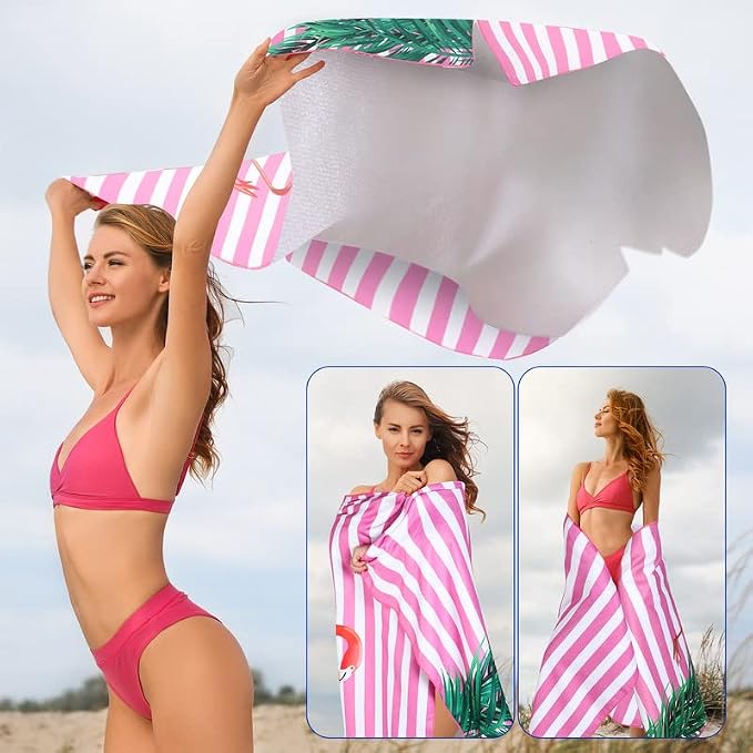 Redbaker 16 Packs 72 x 36 Inches Oversized Mixed Style Beach Towel Bulk Extra Large Pool Towels Set Microfiber Quick Dry Swim Towel Blanket for Women Men Adult Bath Travel(Fresh Colors) - Image 7