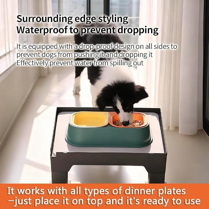Diatomite Mat Pet Feeder Stand – Compatible with Most Dog Bowls & Automatic Feeders, Elevated Dining Station with Non-Skid Feet & Adjustable Height that Absorb Spills to Keep The Bowl Area Clean - Image 3