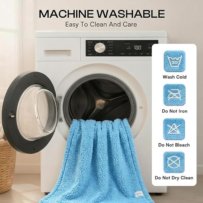 Waterproof Dog Throw Blanket Reversible Fluffy Blue Pet Bed Cover Puppy Blankets Leakproof Sofa Couch Washable Cover Cat Pet Blanket for Warm-Lake Blue,S - Image 8