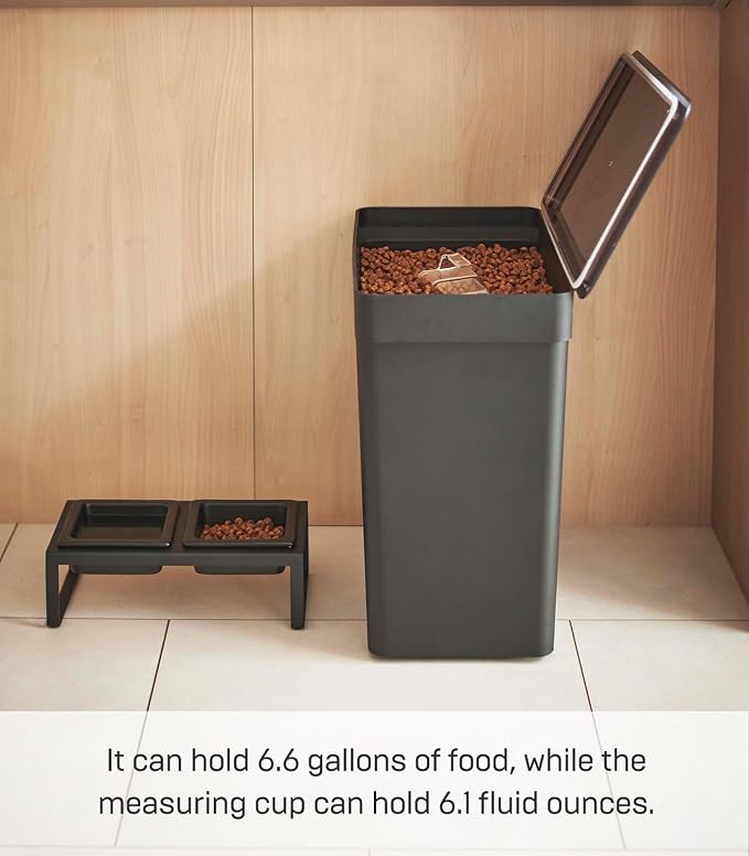 YAMAZAKI Home Tower Airtight Pet Food Storage Container - Cat And Dog Food Holder Bin With Transparent Lid And Handle - Extra Large - Polypropylene - 6.6 Gallons, 25 Liters - Image 5