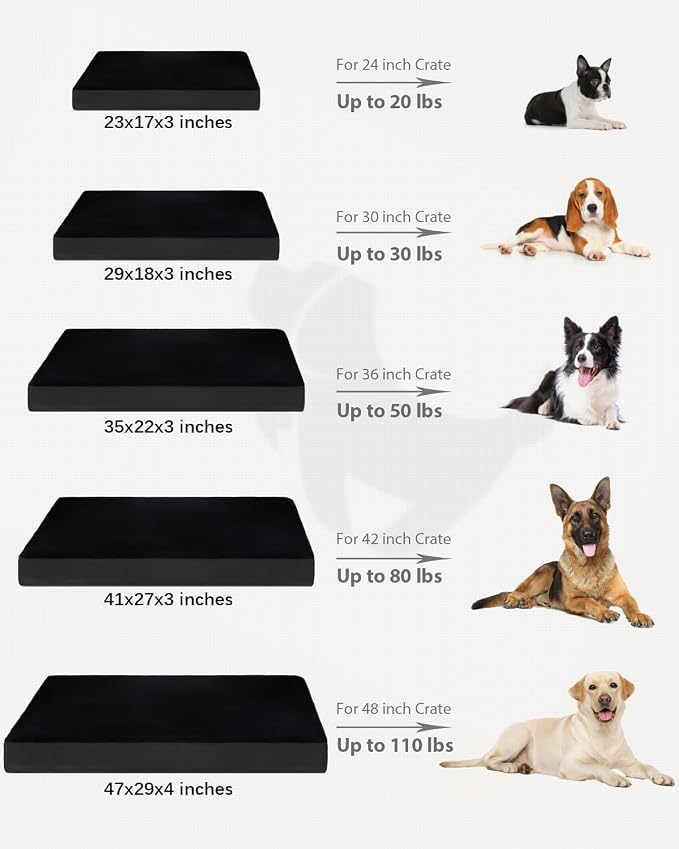KSIIA Orthopedic Dog Bed for Small Dogs with Waterproof Lining, Black,23x17 | Deluxe Soft Plush Dog Crate Bed, Washable Pet Mat with Removable Cover & Egg Crate Foam for Small Dogs Sleeping & Relaxing - Image 6