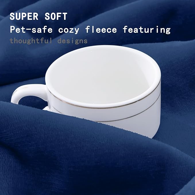 Smiry Waterproof Dog Bed Blanket, Leakproof Pet Throw Blanket for Bed Couch Sofa, Reversible Sherpa Fleece Furniture Protector Cover for Small Medium Large Dogs Cats (Navy Blue, 60x80 inches) - Image 3