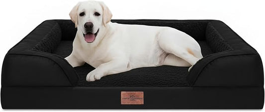 Comfort Expression Orthopedic Dog Bed for Extra Large Dogs with Bolster | Waterproof Dog Couch Bed with Washable Cover & Non-Slip Bottom, Supportive Egg Crate Foam XL Pet Bed, 45x35 Inch by ComfortExpression