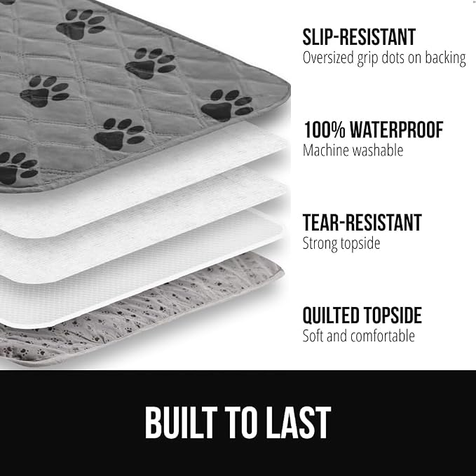 GORILLA GRIP® Waterproof Dog Blanket, 82x82, Leakproof Couch Cover for Dogs, Silicone Grip Backing, Protects Sofa, Sectional, Bed, Crate, Car & RV, Tear-Resistant Washable Senior Pet Blanket, Gray Paw - Image 2