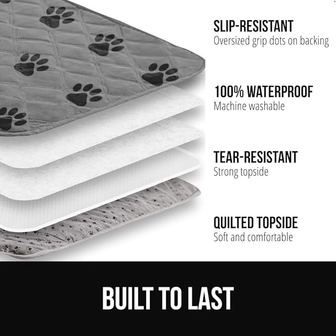 GORILLA GRIP® Waterproof Dog Blanket, 82x52, Leakproof Couch Cover for Dogs, Silicone Grip Backing, Protects Sofa, Sectional, Bed, Crate, Car & RV, Tear-Resistant Washable Senior Pet Blanket, Gray Paw - Image 2