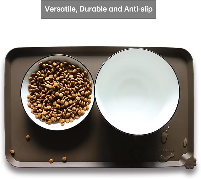 Hoki Found Silicone Pet Food Mats Tray - Non Slip Pet Dog Cat Bowl Mats Placemat - Dog Pet Cat Feeding Mat - Waterproof Dog Cat Food Mats -Pet Water Mats for Carpet - Coffee - Image 4
