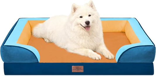 Comfort Expression Orthopedic Dog Beds for Large Sized Dog with Bolster | Waterproof Dog Couch Bed with Washable Cover & Non-Slip Bottom, Supportive Egg Crate Foam Large Pet Bed, 36x27 Inch by ComfortExpression