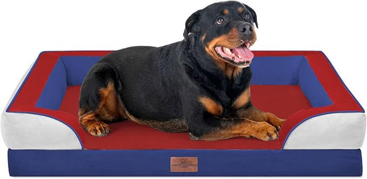 Comfort Expression Orthopedic Dog Bed for Extra Large Dogs with Bolster | Waterproof Dog Couch Bed with Washable Cover & Non-Slip Bottom, Supportive Egg Crate Foam XL Pet Bed, 45x35 Inch by ComfortExpression