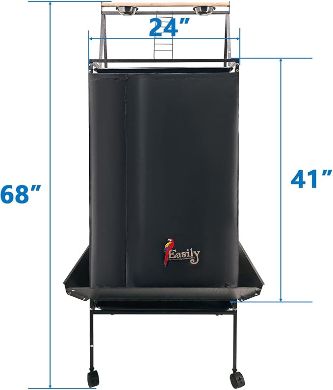 Easily Bird Cage Cover for Large Bird Cage with Play Top, Good Night Birdcage Covers, Black, 68" - Image 3