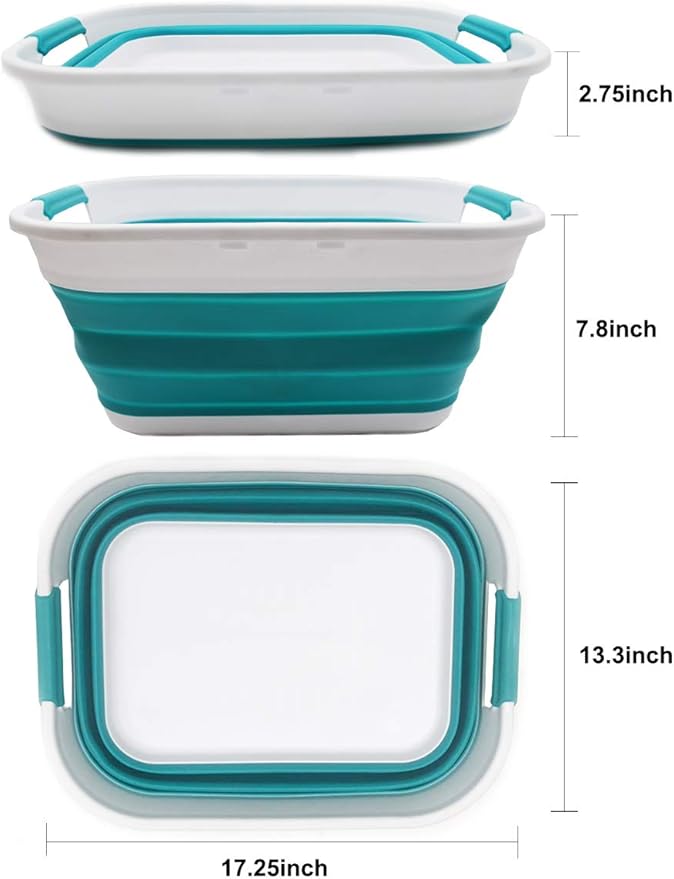 SAMMART 17.5L (4.6 Gallon) Collapsible/Foldable/Pop Up/Portable Washing Tub, Water Capacity 13.5L/3.5 Gallon (1, Bright Blue) - Image 2