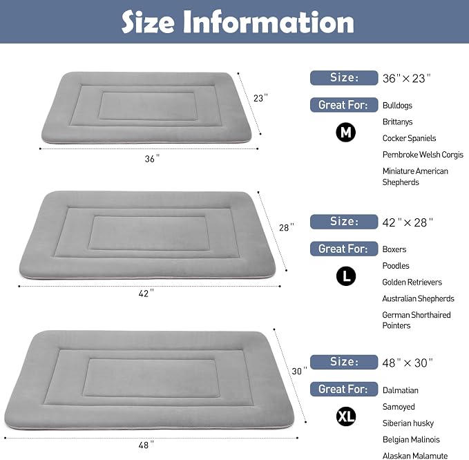 Dog Bed Soft Dog Crate Bed Pad Mat, 42 in Non Slip Bottom Washable Beds for Large Dogs, Pet Bed Mattress Kennel Pad, Clay Gray - Image 6