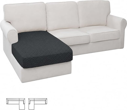 XINEAGE Chaise Cover for L Shaped Sofa,Sectional Couch Covers for Pets,Non Slip Sofa Seat Cover Washable,Sofa Slipcovers with Elastic Bottom(1 Piece Chaise Cover,Dark Gray) by XINEAGE