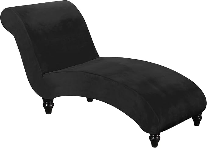 FantasDecor Chaise Lounge Velvet Luxury Covers for Living Room Indoor Stretch Slipcover for Chaise Lounge Ultra Soft Machine Washable, Black by FantasDecor