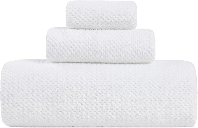 Extra Large Bath Sheet Set 3-Piece, 1 Bath Towel 40x80 Inches, 1 Hand Towel, 1 Washcloth, Soft Absorbent Quick Dry Microfiber Towel for Bathroom Beach Pool Gym Spa, White by BXRBXRTowels