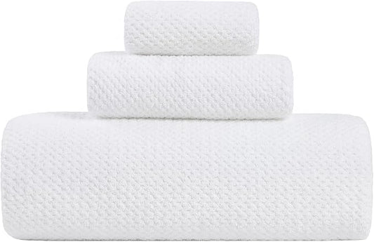 Extra Large Bath Sheet Set 3-Piece, 1 Bath Towel 40x80 Inches, 1 Hand Towel, 1 Washcloth, Soft Absorbent Quick Dry Microfiber Towel for Bathroom Beach Pool Gym Spa, White by BXRBXRTowels