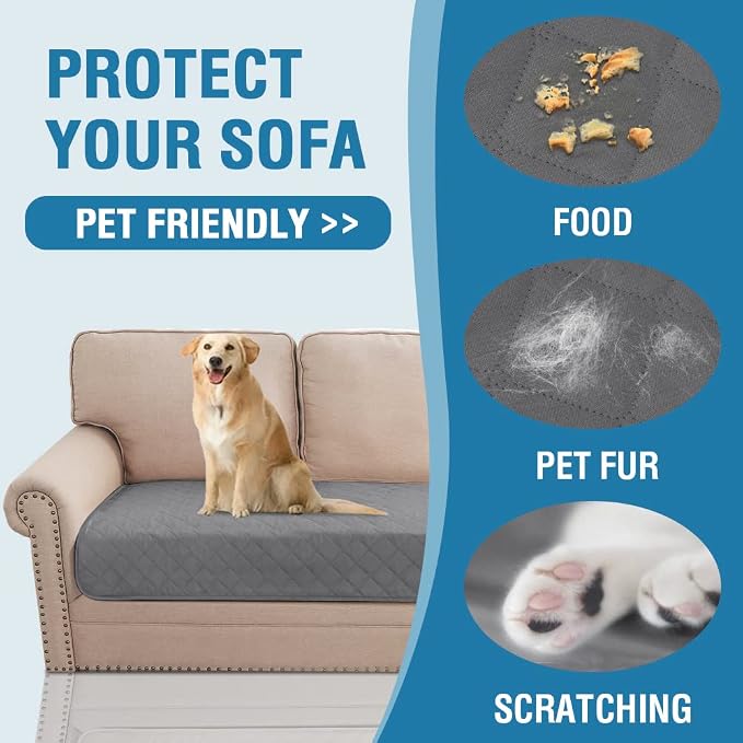 H.VERSAILTEX Couch Cover for Dogs Washable 100% Waterproof Sofa Cushion Cover Dog Bed Cover Non-Slip Pet Blanket for Sofa Cushion Protector, 35" x 74", Grey - Image 6