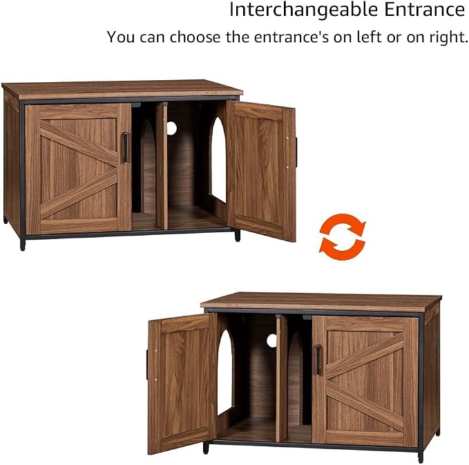 unipaws Top Opening Cat Litter Box Enclosure Furniture, Flip Top Design | XL Extra Large Cat Box, Friendly to Elderly People, High Jumbo Automatic Litter Box Cover Hidden for Large Cat - Image 6