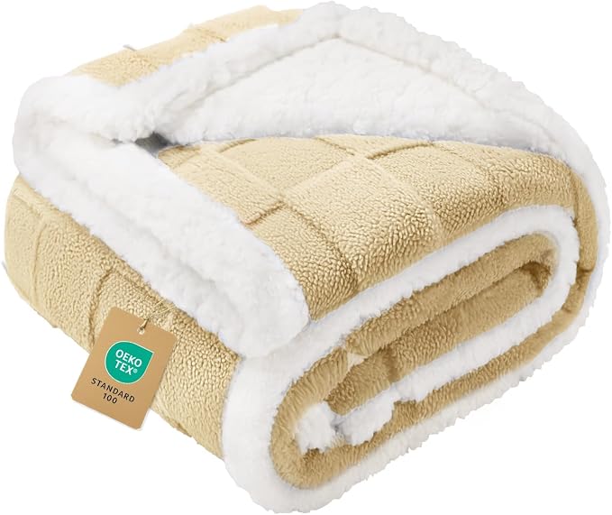 Luciphia Waterproof Dog Blanket, Reversible Fleece & Sherpa, Couch Cover | Soft plush fluffy, washable, puppy, cat, dog bed, crate, car seat, sofa, throw, furniture protector,Yellow,Small(40" x 28") by luciphia