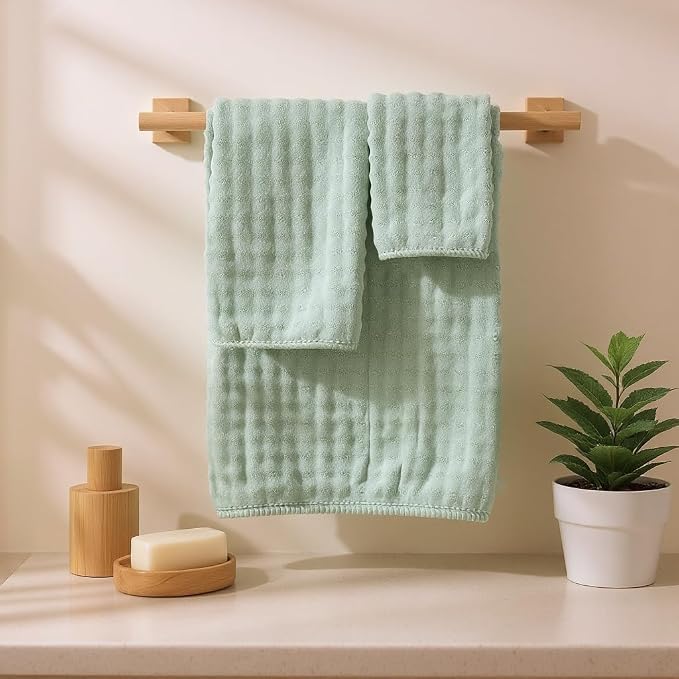 COZYART Lint Free 8 Pcs Bathroom Towel Set Ultra Soft Microfiber Sage Green | Ultra Soft, Fluffy, Thick, Highly Absorbent, Quick Dry, No Shedding, No Pilling, Fade Resistant, Durable, Long-lasting - Image 4