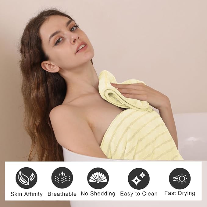 Mistyrose Bath Towels,4 Pack 35"x70" Large Bath Towels Microfiber Absorbent XL Bath Sheets Super Soft Towel for Bathroom Quick Dry Oversized Shower Towels for Family Hotel Spa Gym(Cream - Image 3