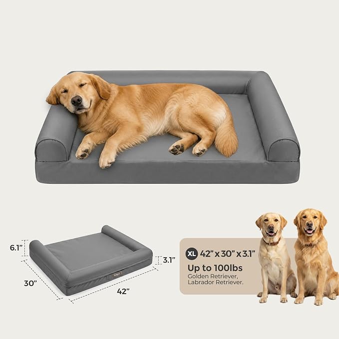 Sytopia 42 Inch Outdoor Waterproof Dog Bed for Extra Large Dogs, Washable Jacket-Grade Shell with Egg Crate Foam, Orthopedic Durable Bed for Patio, Deck, Ideal for Indoor Outdoor Use, Grey - Image 5