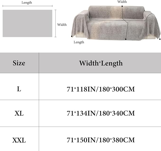 Luxury Grey Soft Durable Chenille Couch Cover for All Shape Sofa Couch Sofa-Bed Slub Furniture Protector Machine Washable, Solid Gray Sofa Slipcover for Dog Pet Kid Large 71x118’’ | for All Shape Sofa Couch, Slub Furniture Protector Machine Washable, G... - Image 2