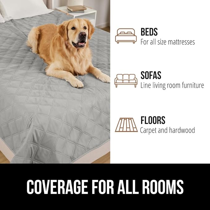 GORILLA GRIP® Waterproof Dog Blanket, Leakproof Couch Cover for Dogs, Silicone Grip Backing, Protects Sofa, Sectional, Bed, Crate, Car & RV, Tear-Resistant Washable Pet Blanket, 30x70 Light Gray - Image 8