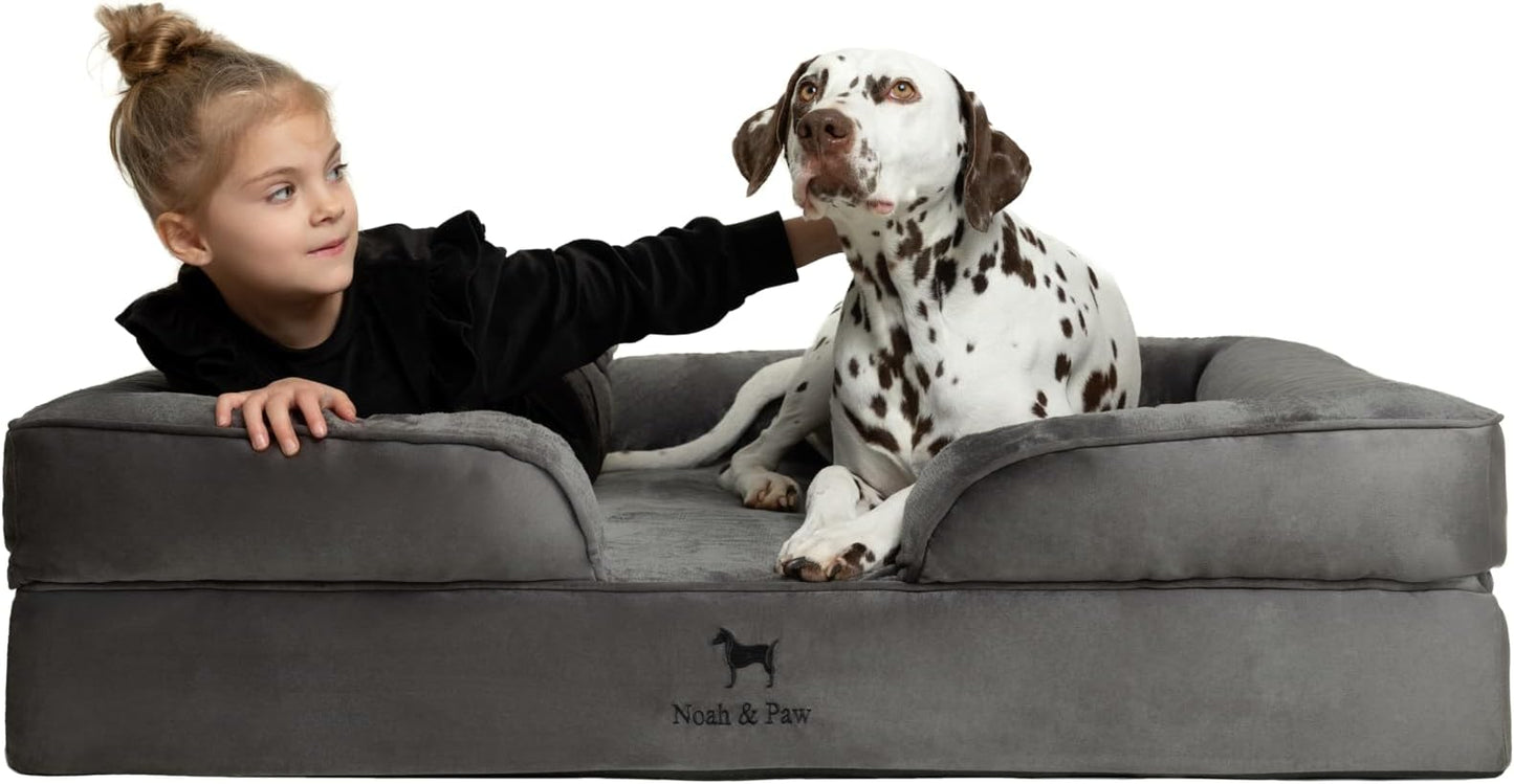 NOAH & PAW XL Dog Bed, 45x35x11 Inch, Orthopedic Large Dog Beds, Eggshell Memory Foam Infused with Cooling Gel, Inner Cover, Water Resistant, Machine Washable (Velvet Sofa Collection) by NoahPaw
