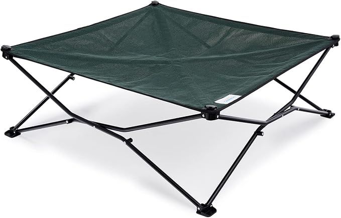 Coolaroo On-The-Go Elevated Dog Bed - Foldable Pop-Up Travel Dog Bed with Breathable, Moisture-Resistant Fabric, Carry Bag Included, Lightweight & Portable, Brunswick Green, Extra Large by Coolaroo
