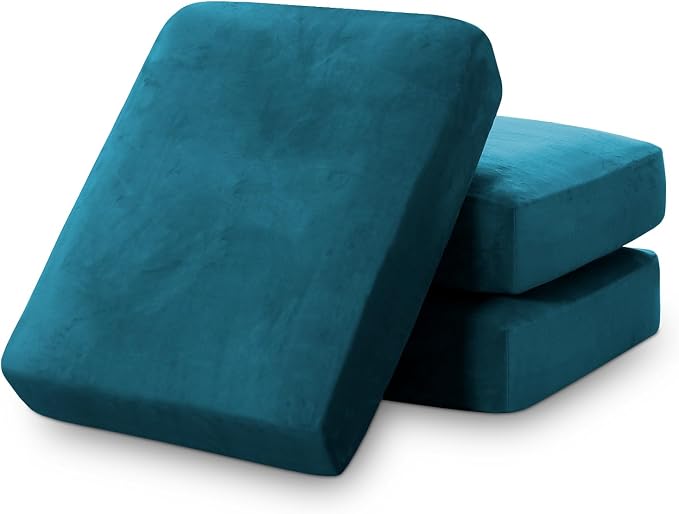 PrinceDeco Stretch Sofa Cushion Covers for Couches and Sofas,Soft Velvet Couch Seat Covers, Sofa Covers Washable, Seat Cushion Cover for 3 Couch Sofa Pet Friendly - Deep Teal, Each Width Up to 29.5" - Image 8