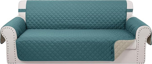 Reversible Oversized Sofa Covers, XL Sofa, Blue/Beige | Couch Cover Furniture Protector for Dogs Elastic Straps Water Repellent Furniture for 4 Cushion Couch by LuxshareHome