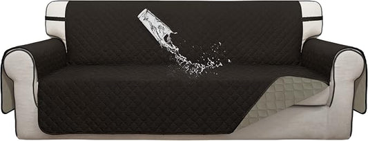 ISSUNTEX Double Protection 100% Waterproof Sofa Covers for Living Room, Reversible Couch Covers for 3 Cushion Couch Sofa, Furniture Protector Sofa Cover for Pets (X Large, Chocolate/Beige) by ISSUNTEX