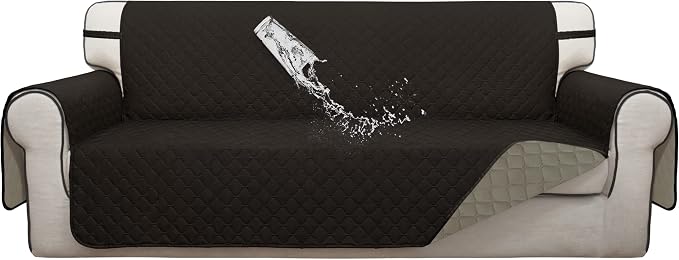 ISSUNTEX Double Protection 100% Waterproof Sofa Covers for Living Room, Reversible Couch Covers for 3 Cushion Couch Sofa, Furniture Protector Sofa Cover for Pets (X Large, Chocolate/Beige) by ISSUNTEX