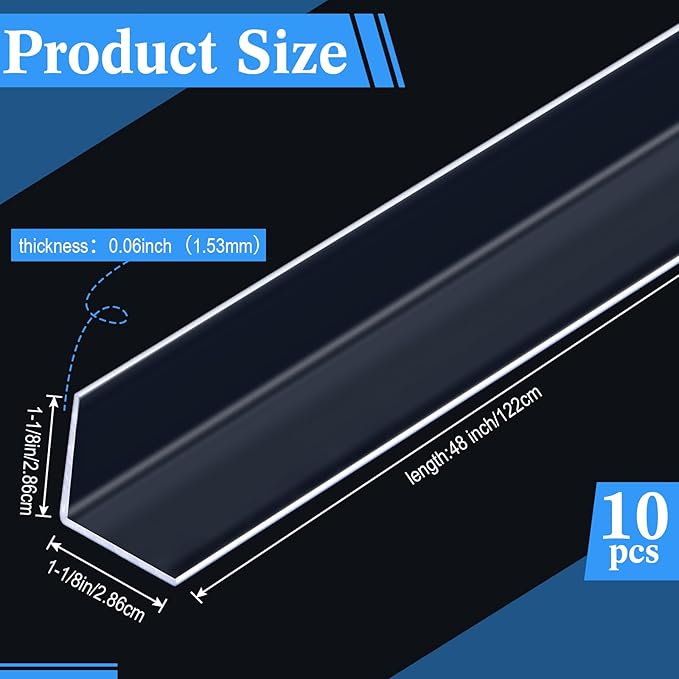 Sasylvia 10 Pcs Wall Corner Protector Guards, Vinyl 1-1/8 x 48 Inches Corner Trim Molding, Avoid Scratching Scuffs, Ease Install and Cleaning for Door Countertop Furniture Cabinet Protection, Clear - Image 2