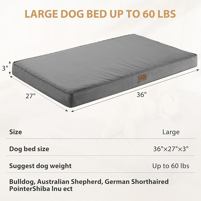 BFPETHOME Outdoor Waterproof Dog Bed for Large Dogs, Washable Cover, 36" | Outdoor & Indoor Use, Waterproof, For Medium, Large, Extra Large Dogs, Orthopedic, Egg Crate Foam, Up to 60 lbs - Image 4