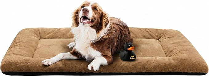 Dog Crate Pad Washable Dog Bed for Crate Large Cozy Mat 48-Inch Camel | Ultra Soft Kennel Pad,Anti-Slip Bottom,Fits for Most Metal Crates,Comfortable Sleeping Pet Mat by VERZEY