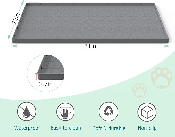 Cat Litter Mat for Litter Box, Silicone Large Cat Litter Trapping Mat - 31x22 in, Waterproof & Non-Slip, Durable & Easy Clean, Gray - Image 4