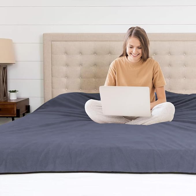 YISURE Waterproof Reversible Bed Blanket 90"x80", Slate Grey/Cool Grey | Large KingSize Squirt Blanket Stain & Leak Proof - Image 9