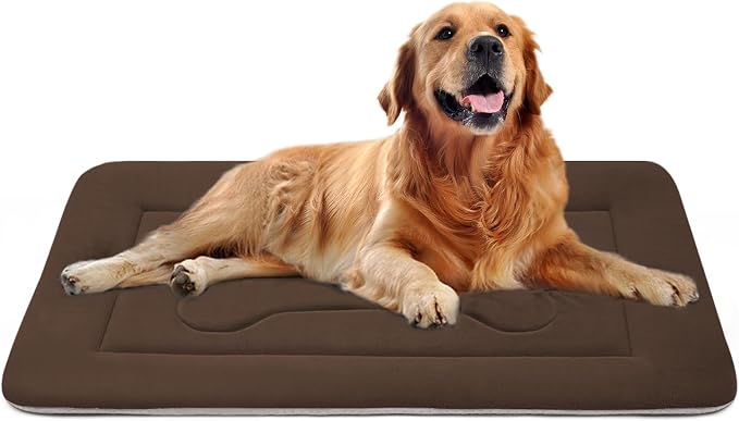 Large Dog Bed Soft Dog Crate Pad Mat, 42 in Non-Slip Bottom Washable Dog Sleeping Mattress Pet Beds Cat Bed Kennel Pad, Dark Brown by JoicyCoDogBeds