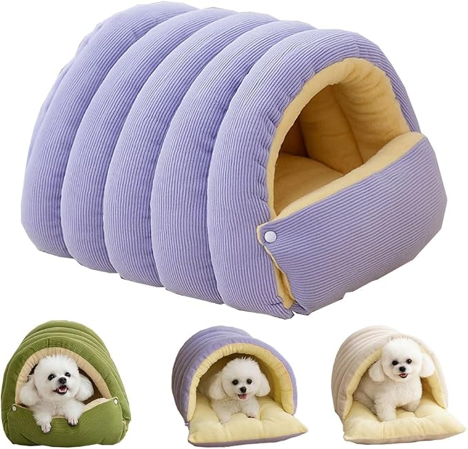 Removable and Washable Winter Closed-Off Cat Bed, Warm Cat Bed for Winter, Cotton Soft Pet Nest for Cats, Warm Cave Nest Sleeping Puppy for Cats & Small Dogs (Purple, Small) by Unknown