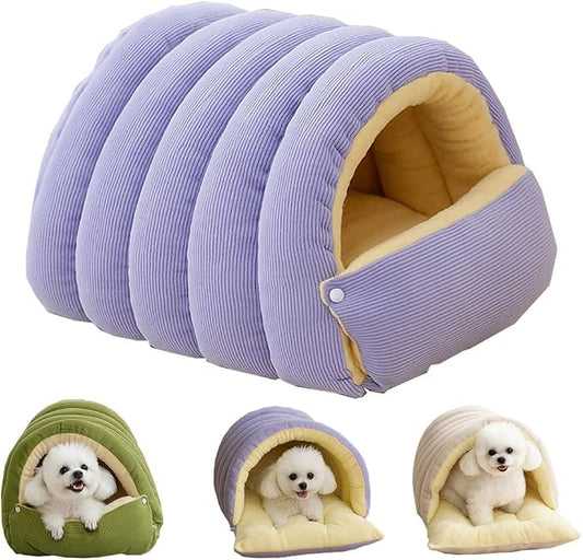 Removable and Washable Winter Closed-Off Cat Bed, Warm Cat Bed for Winter, Cotton Soft Pet Nest for Cats, Warm Cave Nest Sleeping Puppy for Cats & Small Dogs (Purple, Small) by Unknown