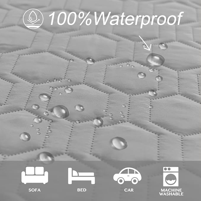 Tcksstex Waterproof and Non-Slip Dog Bed Cover and Pet Blanket Sofa Pet Bed Mat ，car Incontinence Mattress Protectors Furniture Couch Cover for Most Cats Dogs,Pets（52x82-Light Grey） - Image 2