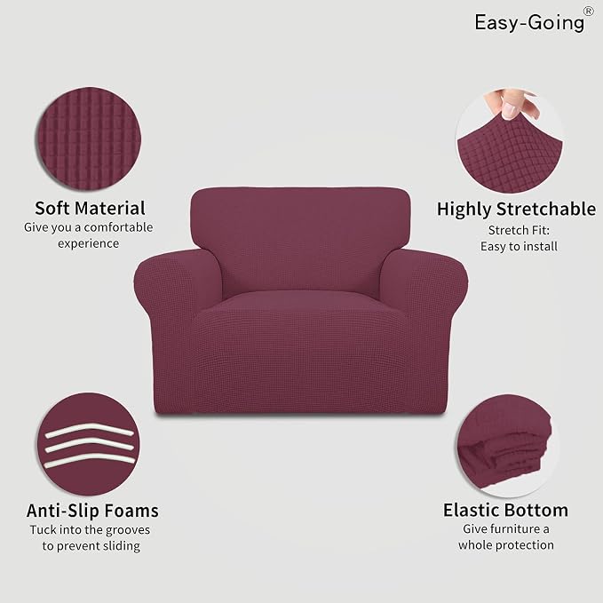 Easy-Going Stretch Oversized Chair Slipcover with Arm Washable ASH Rose | 1-Piece Large chair covers armchair Furniture Protector for Living Room chair and a half cover Soft For Kids, Pet. - Image 3