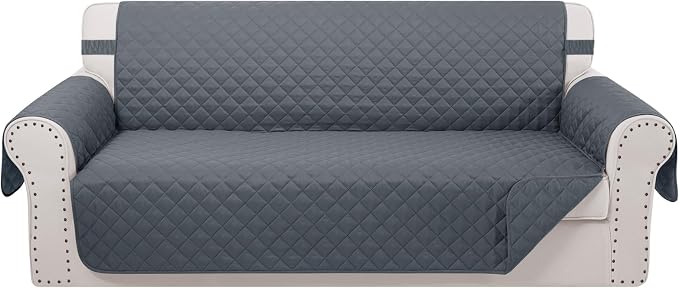 Reversible 4 Seater Sofa Cover 91" Large, Sofa, Dark Blue | Couch Cover Furniture Protector with Foam Sticks Elastic Straps Furniture Protector for Pets Children Dog Cat by LuxshareHome