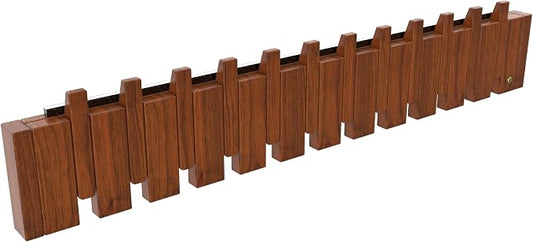 Wall Mounted Coat RackHooks Piano Key Hangers Natural Solid Wood Hanger Non-Woven Fabric Clothes Hangers for Closet, Kitchen, Bedroom, Bathroom, Entryway (Led Walnut, 12 Hooks) by MurphyBedKitMattresFrame