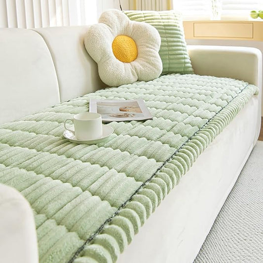 vctops Striped Couch Cover Super Soft Corduroy Sectional Sofa Cover Washable Non Slip Sofa Slipcover Furniture Protector for Kid Dog Pet,1 Piece (Green,31"x47") by vctops