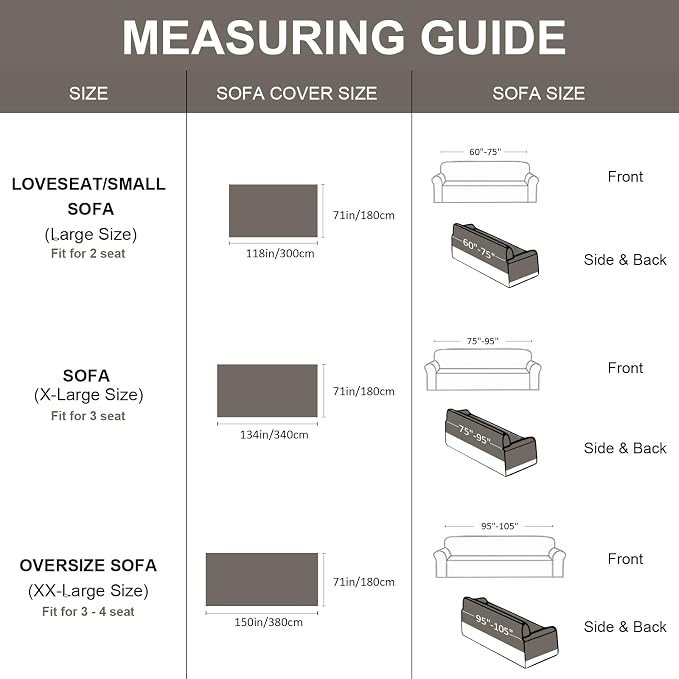 VClife Boho Couch Cover, Non Slip Soft Couch Covers for 3 Cushion Couch Sofa Pet Friendly, Irregular Vintage Grey Off-White Scraped Texture Furniture Protector Sofa Slipcover for Dog, 71" X 134" - Image 2